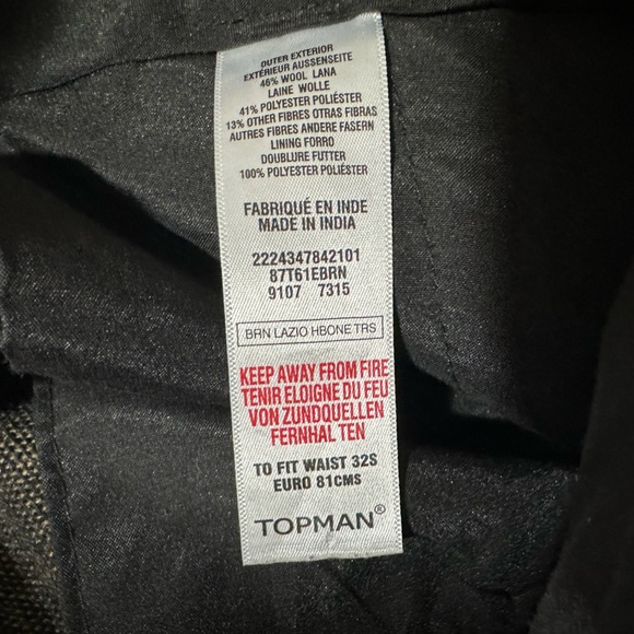 Topman Slim Fit Wool Blend Crop Trousers - Picture 8 of 8